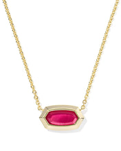 Load image into Gallery viewer, Kendra Scott Elisa Bezel PNDNT Necklace in Gold- Carmne Red Illusion