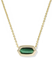 Load image into Gallery viewer, Kendra Scott Elisa Bezel PNDNT Necklace in Gold- Green Tigers Eye