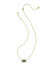 Load image into Gallery viewer, Kendra Scott Elisa Bezel PNDNT Necklace in Gold- Green Tigers Eye