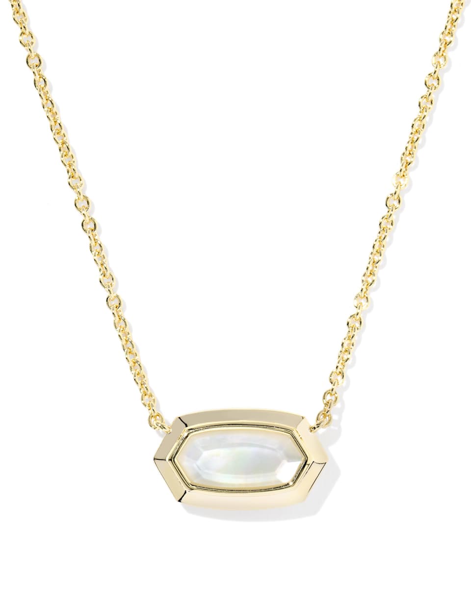 Kendra Scott Elisa Bezel PNDNT Necklace in Gold- Ivory MOP