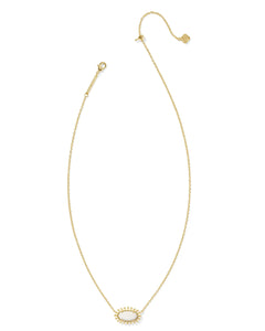 Kendra Scott Elisa Gold Color Burst Frame Short Pendant Necklace in White MOP