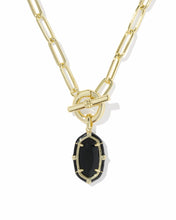 Load image into Gallery viewer, Kendra Scott Elisa Enml Lnk Chain Necklace Gold/Black Agate