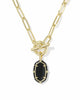 Kendra Scott Elisa Enml Lnk Chain Necklace Gold/Black Agate