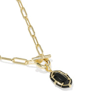 Load image into Gallery viewer, Kendra Scott Elisa Enml Lnk Chain Necklace Gold/Black Agate