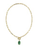 Kendra Scott Elisa Enml Lnk Chain Necklace Gold/Emerald Illusion