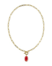 Load image into Gallery viewer, Kendra Scott Elisa Enml Lnk Chain Necklace Gold/Red Illusion