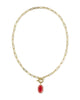 Kendra Scott Elisa Enml Lnk Chain Necklace Gold/Red Illusion