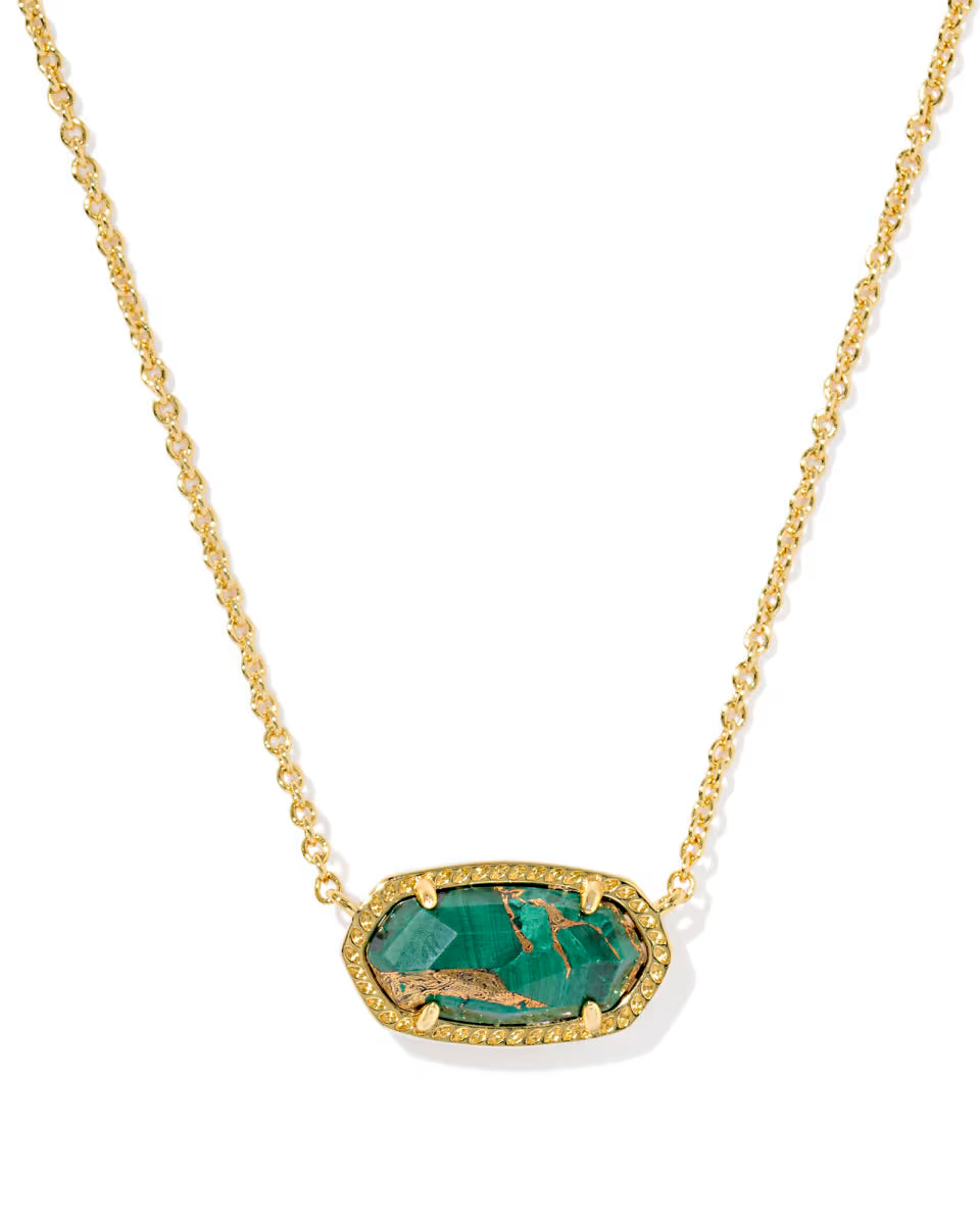 Kendra Scott Elisa Gold Necklace in Bronze Veined Green Malachite