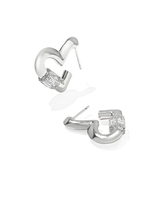 Kendra Scott Emery Heart Hoop Earrings in Silver