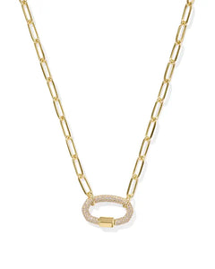 Kendra Scott Gold Emery Link Chain Necklace in White Crystal