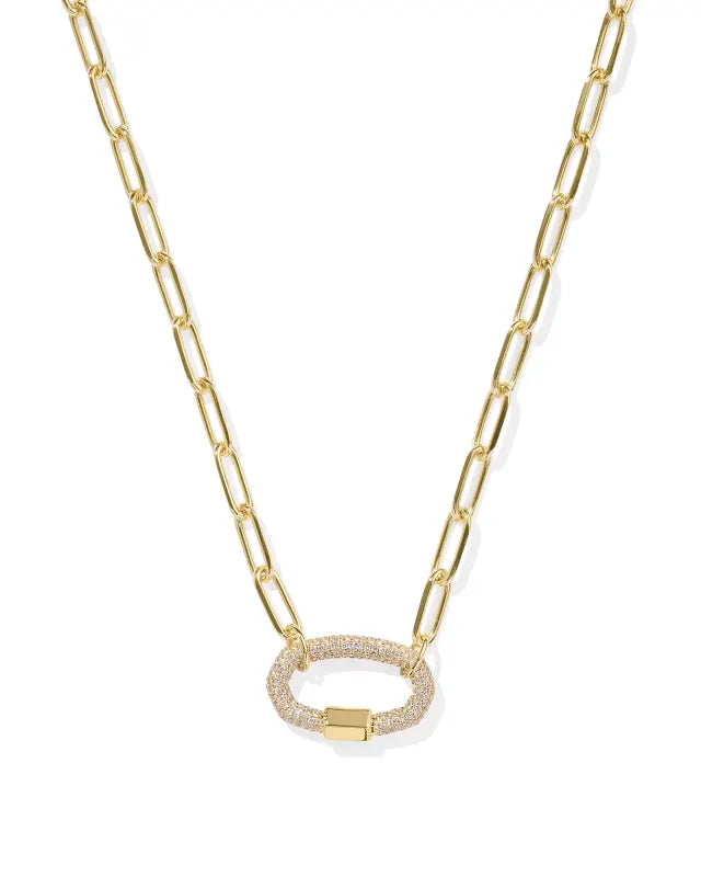 Kendra Scott Gold Emery Link Chain Necklace in White Crystal