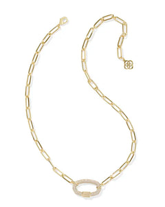 Kendra Scott Gold Emery Link Chain Necklace in White Crystal