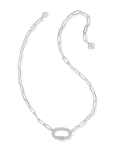 Kendra Scott Silver Emery Link Chain Necklace in White Crystal