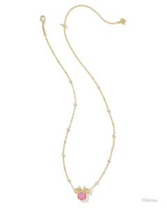 Kendra Scott Minnie Mouse Gold Pendant Necklace in Hot Pink Drusy