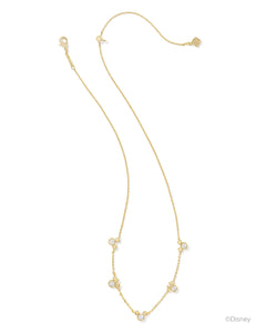 Kendra Scott Mickey Minnie Gold Strand Necklace in White Crystal