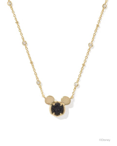 Kendra Scott Mickey Mouse Gold Pendant Necklace in Black Drusy