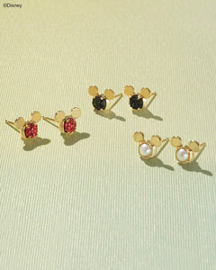 Kendra Scott Mickey Mouse Gold Stud Earrings in Bright Red Drusy
