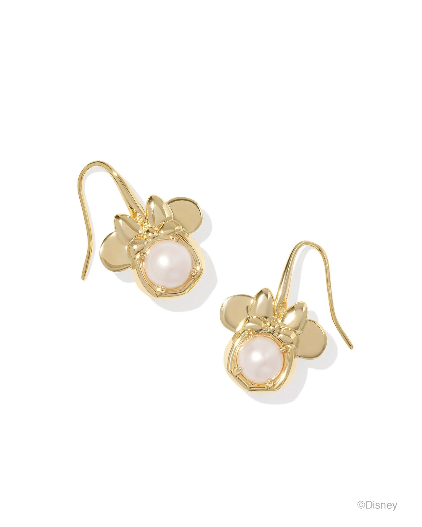 Kendra Scott Minnie Mouse Gold Drop Earrings in White Pearl