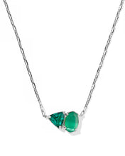 Load image into Gallery viewer, Kendra Scott Tatum Short Pendant Silver Necklace in Dark Green Mix