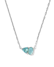 Load image into Gallery viewer, Kendra Scott Tatum Short Pendant Silver Necklace in Blue Mix