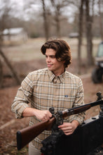 Load image into Gallery viewer, Local Boy Phelan Stretch Flannel in Tan/Olive/Yellow