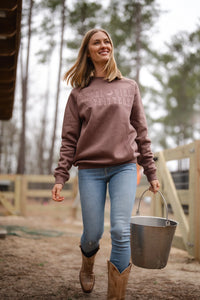Local Girl Moon Cotton Crewneck in Rose