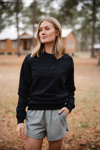 Local Girl Moon Cotton Crewneck in Black