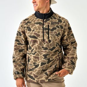 Burlebo Sherpa Quarter Zip Pullover in Rocky Mountain Camo