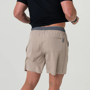 Burlebo 7" Athletic Shorts in Heather Khaki with Venado Camo Liner