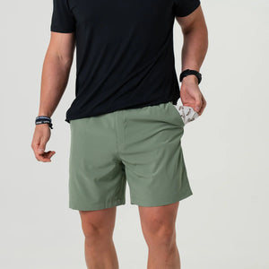 Burlebo Everyday Shorts in Light Sage with Fish Toss Pocket