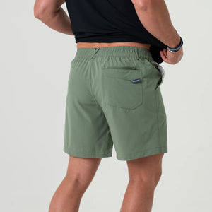 Burlebo Everyday Shorts in Light Sage with Fish Toss Pocket