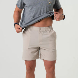 Burlebo 7" Everyday Shorts in Light Khaki with American Flag Pocket