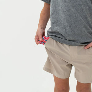 Burlebo Youth Light Khaki Everyday Shorts American Flag Pocket