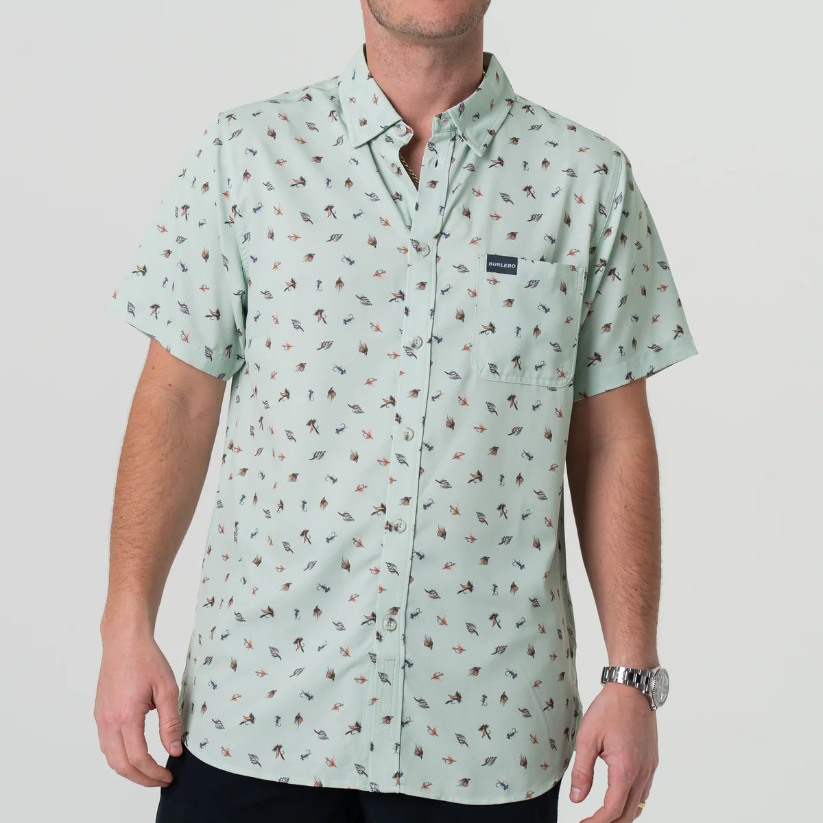Burlebo Performance Button Up in Tying Flies