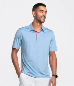 Southern Shirt Co. Men's Grayton Heather Polo Blue Dream