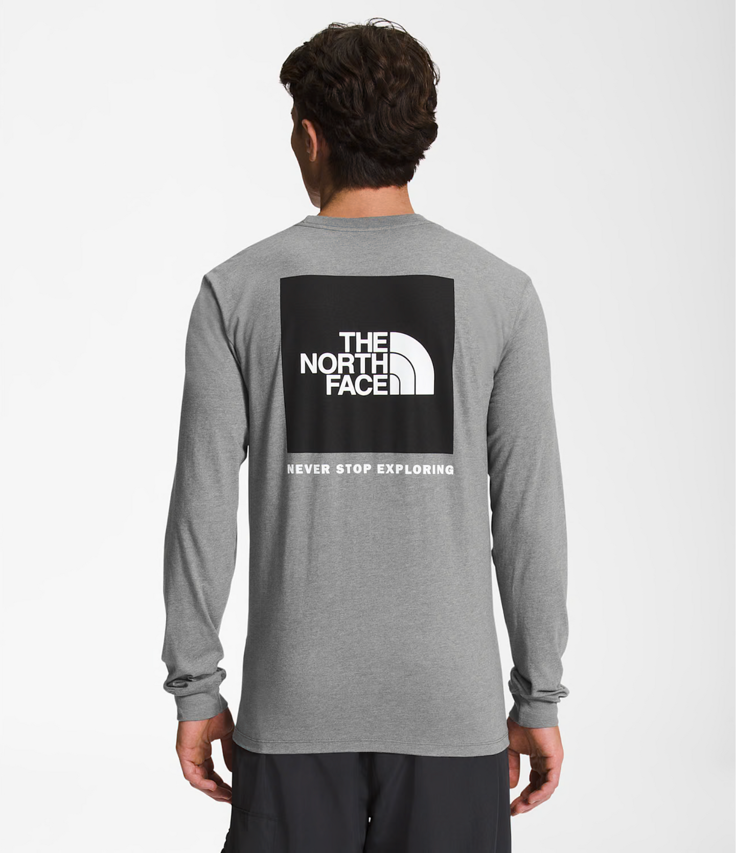 The North Face Men’s Box NSE LS Tee in Medium Grey Heather