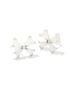 Kendra Scott Silver Blair Bow Stud Earrings in Iridescent Drusy