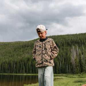Burlebo Youth Sherpa Full Zip Jacket in Rocky Mountain Camo