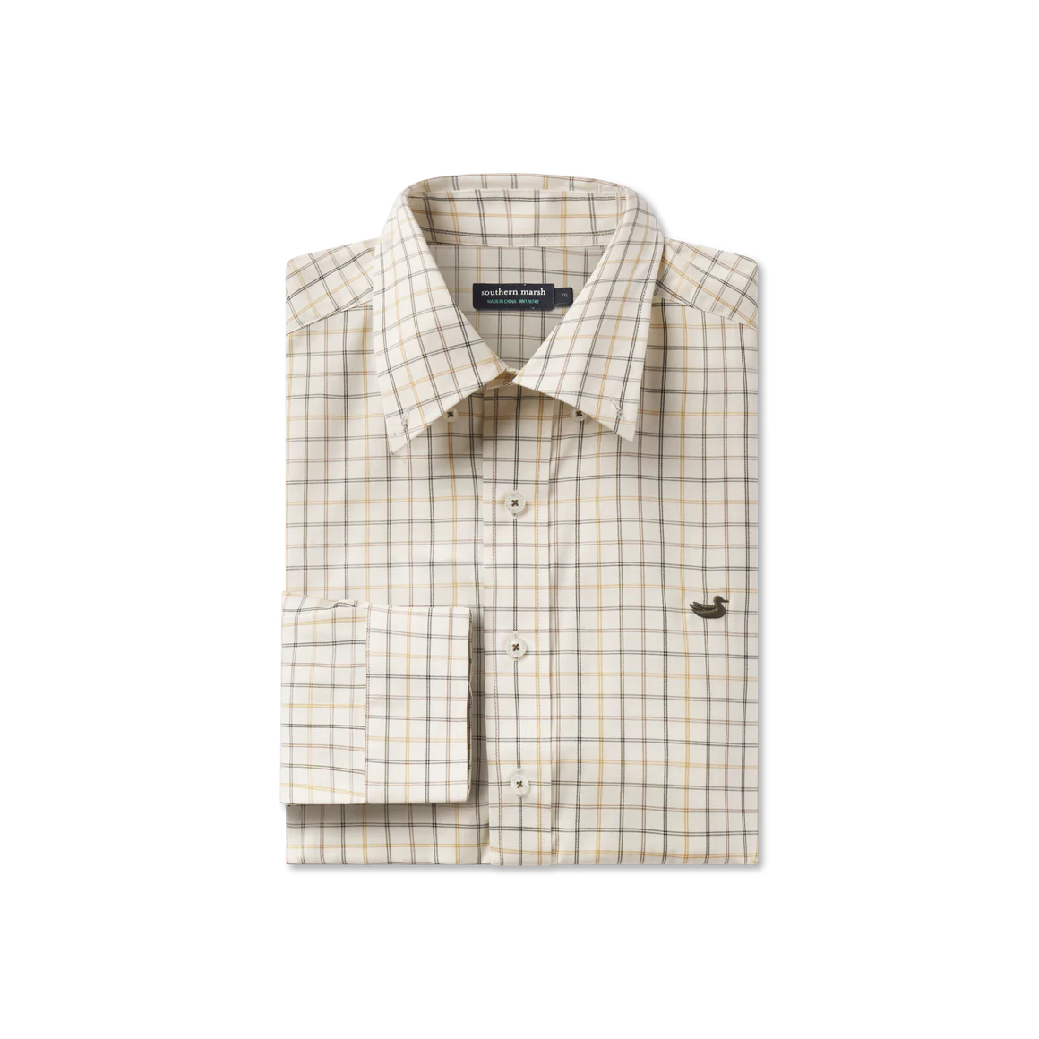 Southern Marsh Chateau Windowpane Dress Shirt in Oatmeal