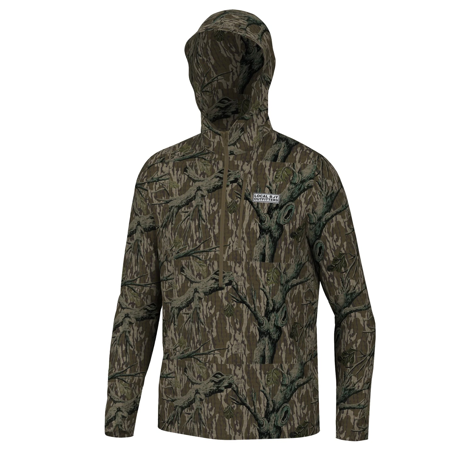 Local Boy Harvest Waffle Half Zip Hoodie in Tree Stand