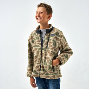 Burlebo Youth Sherpa Full Zip Jacket in Alpine Camo