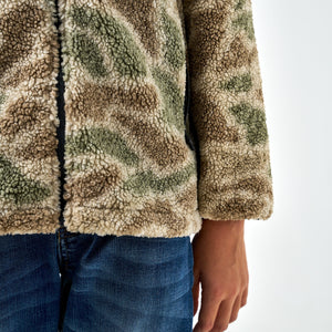 Burlebo Youth Sherpa Full Zip Jacket in Alpine Camo