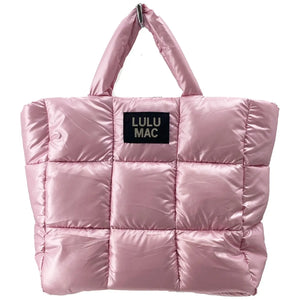 Lulu Mac Large Puffer Metallic Handbag in Pale Pink