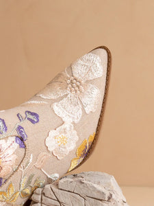 The Wanda Taupe Floral Applique Western Boot