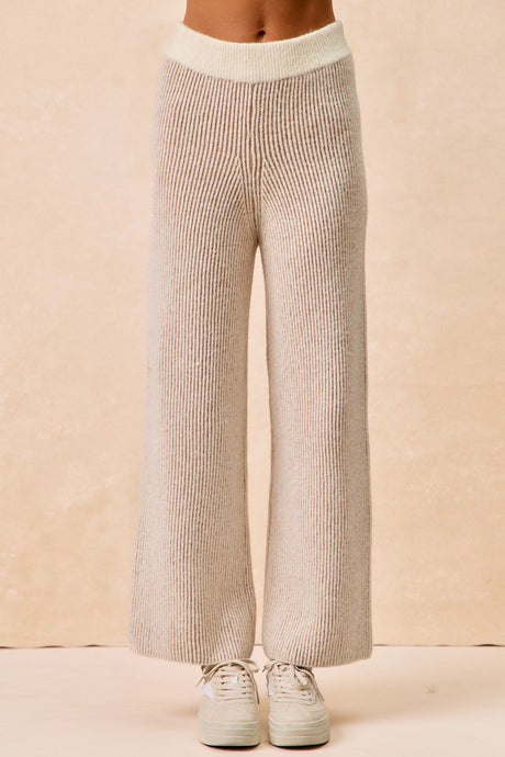 Calling Me Crazy Two Tone Ribbed Knit Pants