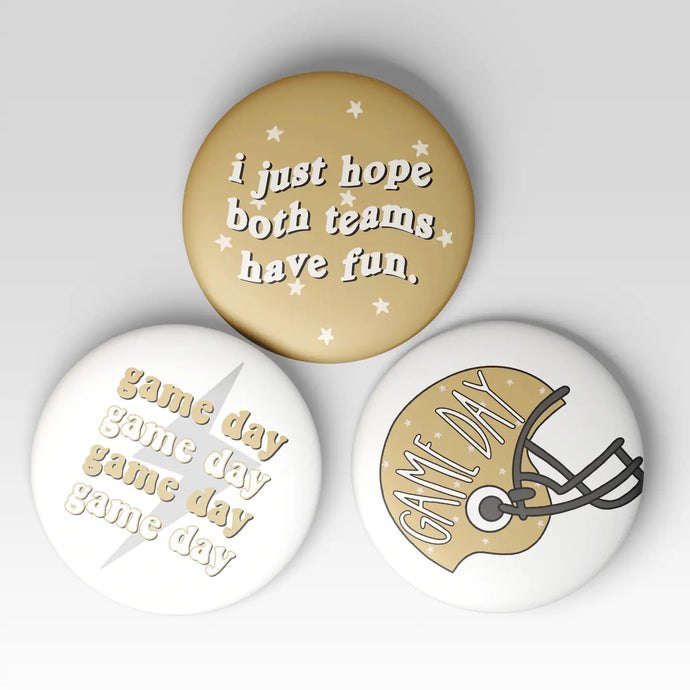 Gold & Black Game Day Lightening Bolt Button