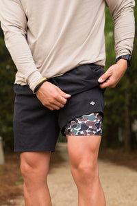 Burlebo Heather Black Athletic Shorts Throwback Camo Liner