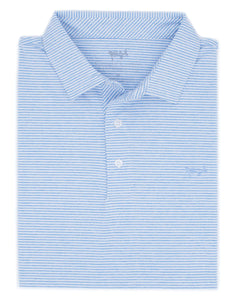 Coastal Cotton Performance Stripe Polo Azul Blue Stripe