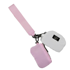 Lulu Mac Double Pouch Wristlet in Pink/White
