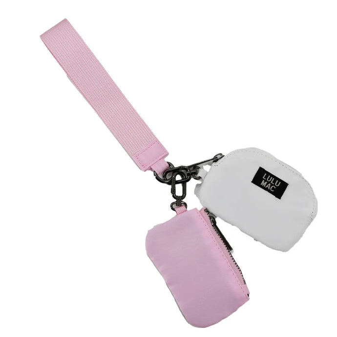 Lulu Mac Double Pouch Wristlet in Pink/White